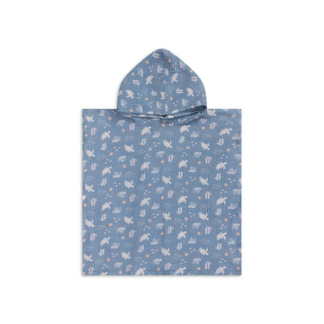 Coral Bliss | Blue Beach poncho 52 x 52 cm