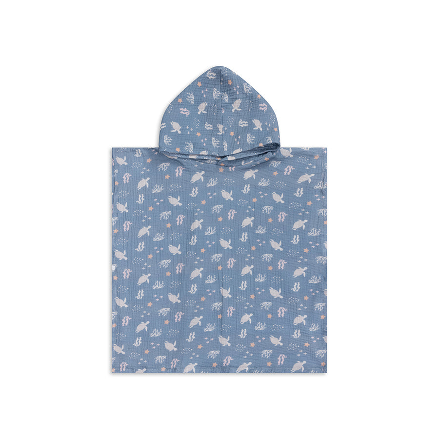Coral Bliss | Blue Beach poncho 52 x 52 cm