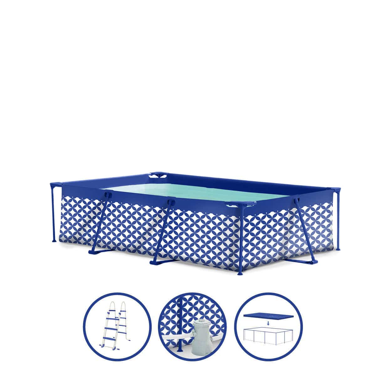 Elegance | Dark Blue/White Frame Pool 260x160x65 cm including Accessories