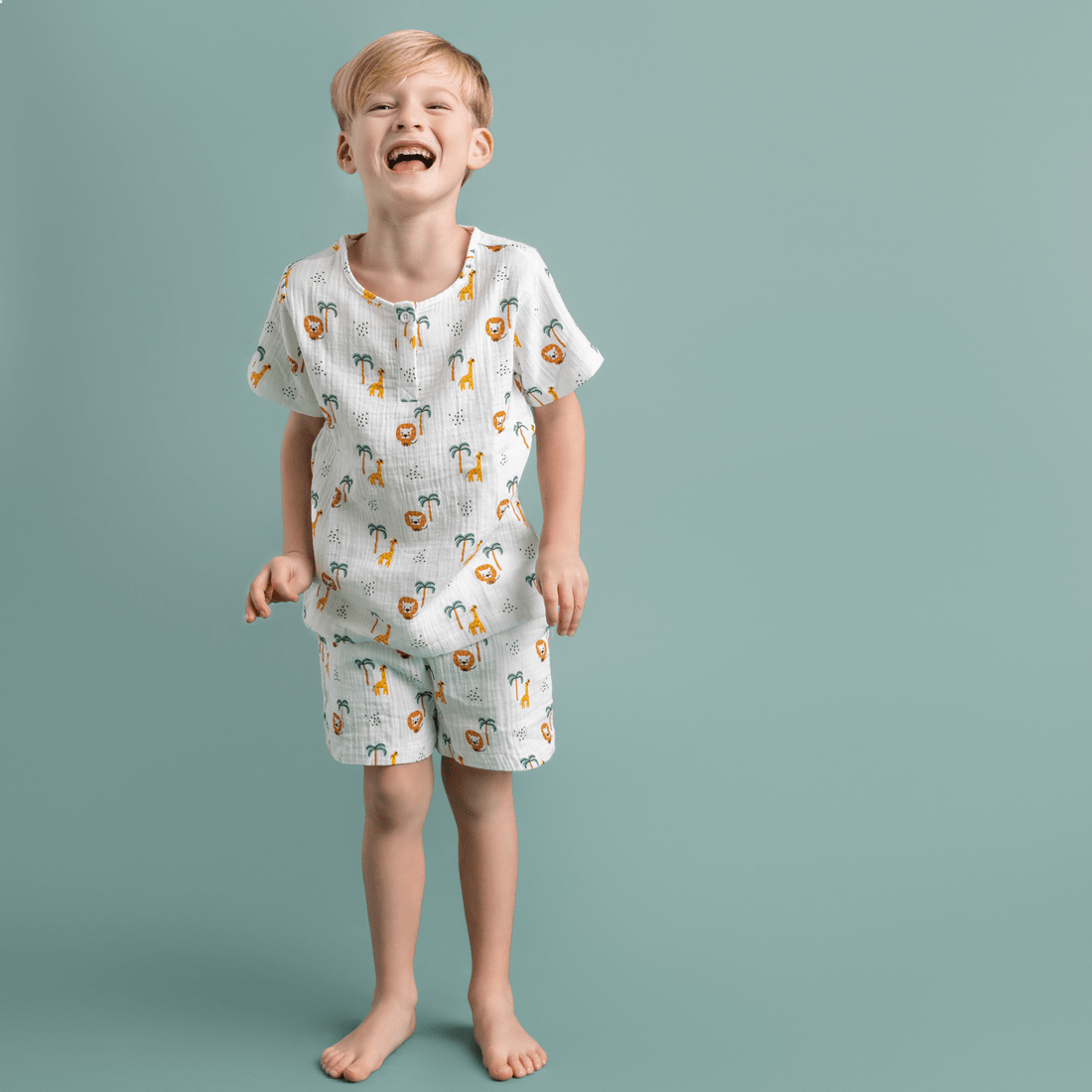 Jungle | Multicolored Boys Beach Set - Muslin